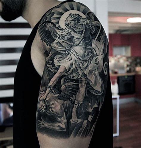 angel demon tattoo|angel stepping on demon tattoo.